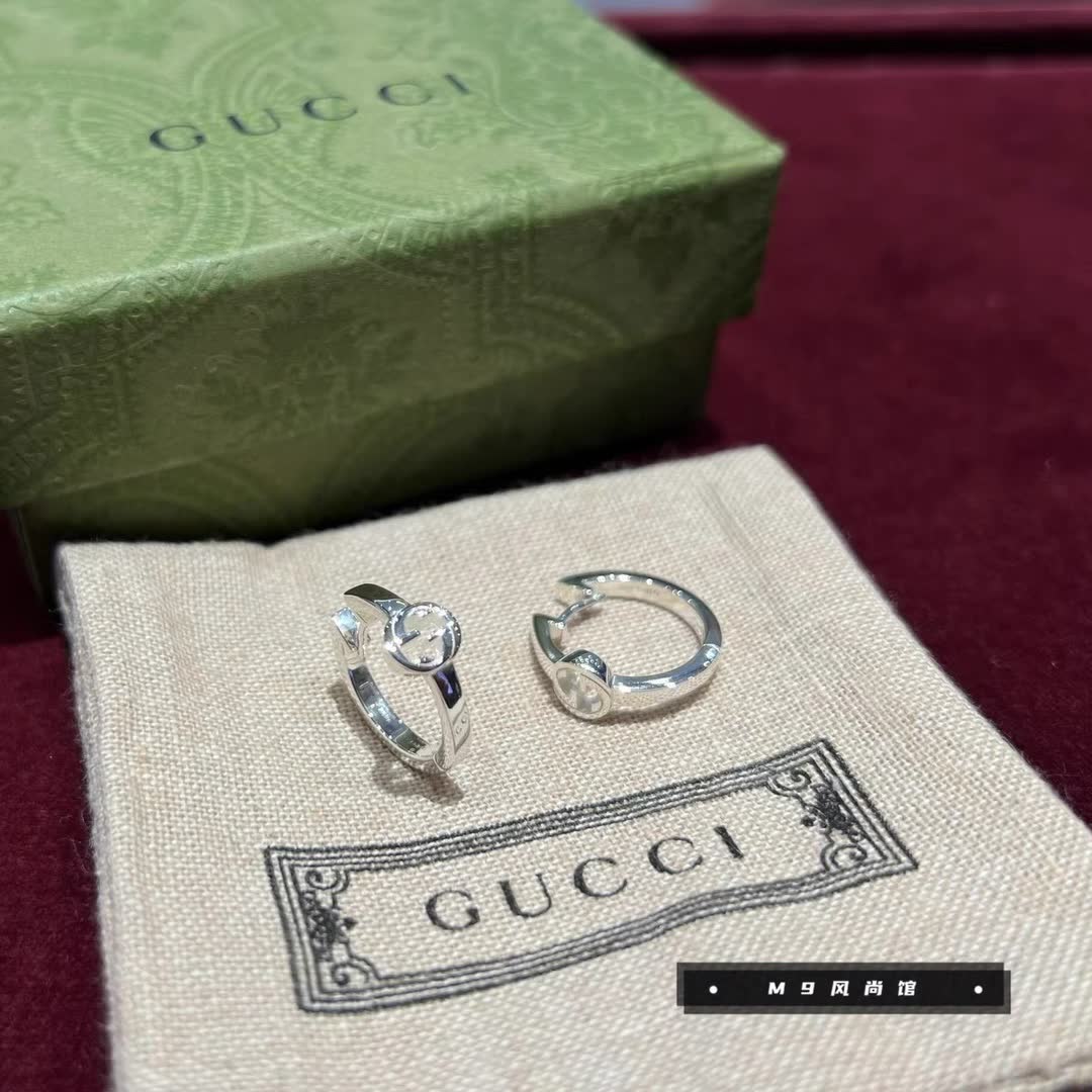 Gucci Silver Earrings with Crystal Accents
