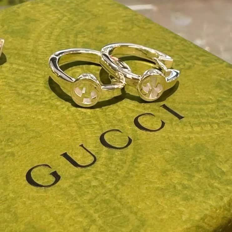 Gucci Silver Earrings with Crystal Accents