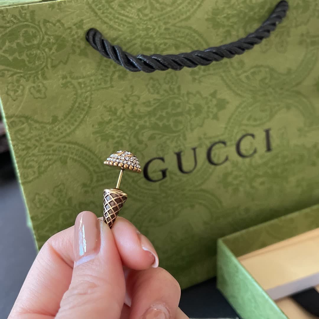Gucci Elegant Silver Hoop Earrings with Crystal Accents