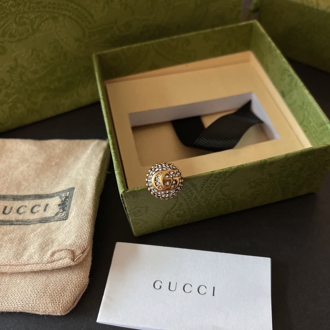 Gucci Elegant Silver Hoop Earrings with Crystal Accents