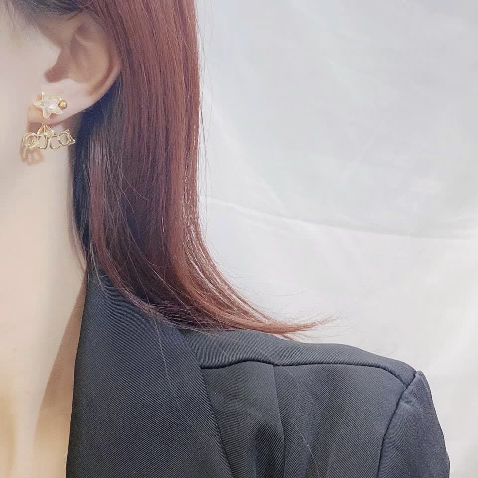 Gucci Gold Star and Letter Earrings