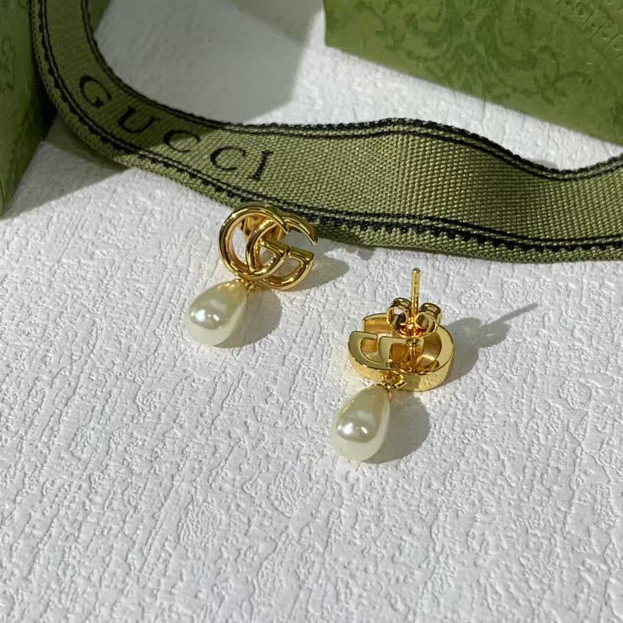 Chanel CC Logo Pearl Earrings