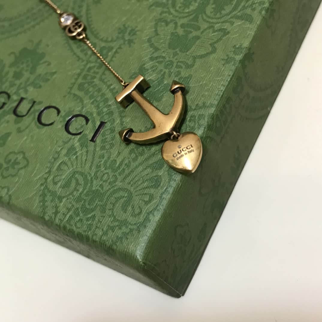 Gucci Anchor & Heart Pearl Drop Earrings