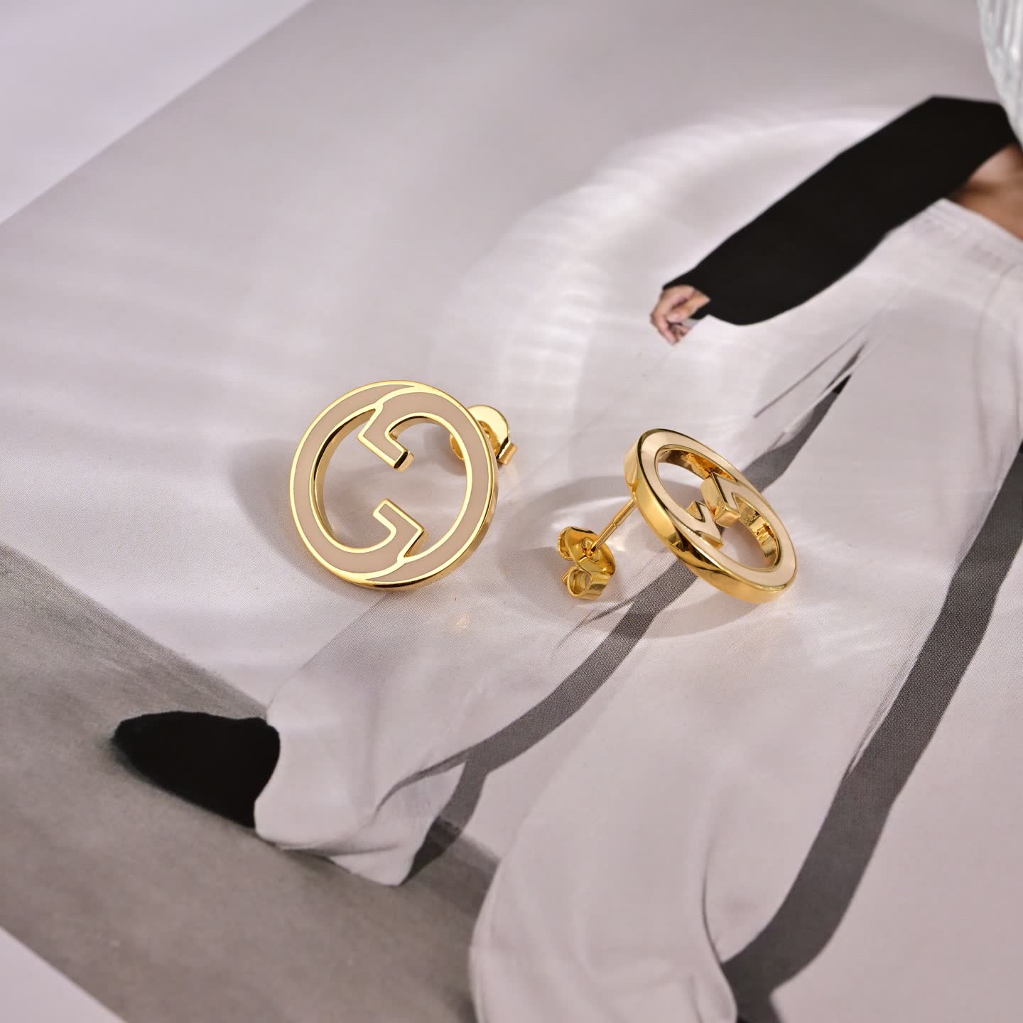 Gucci Pink and Gold Logo Earrings
