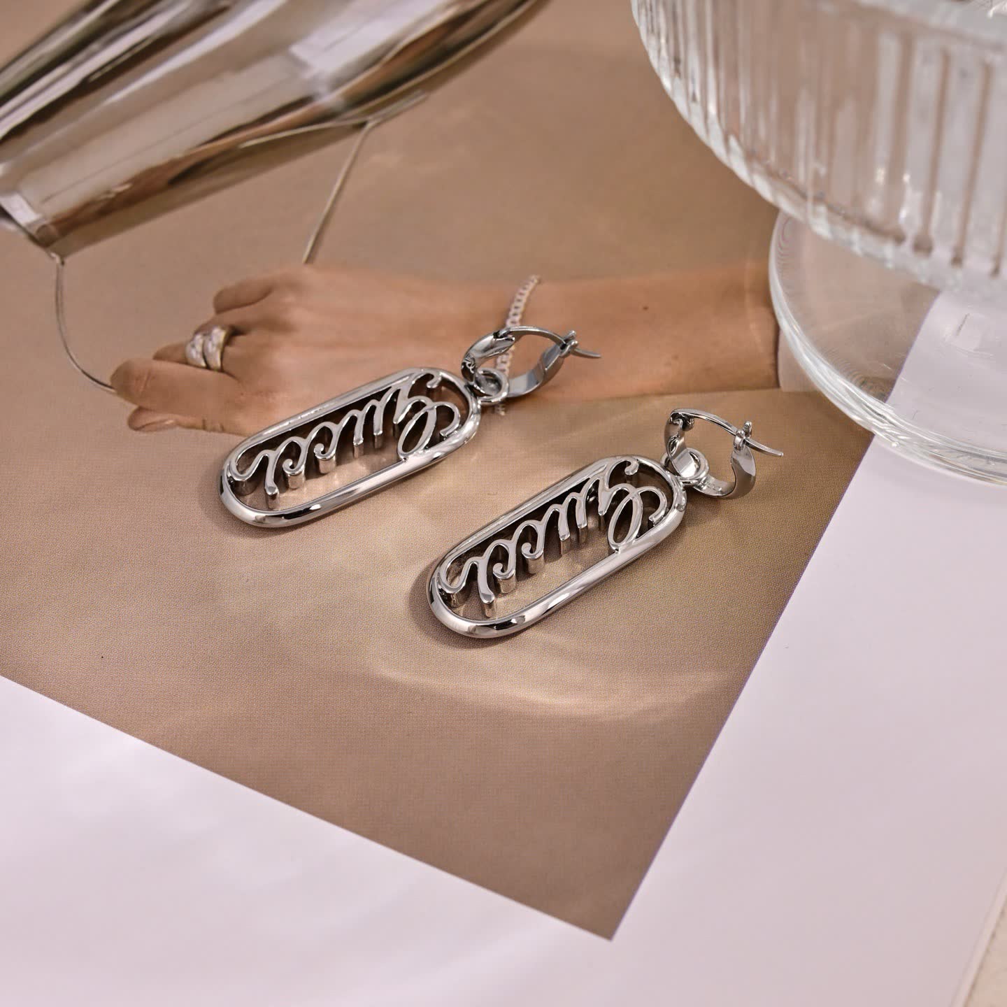 Gucci Silver 'GG' Logo Earrings