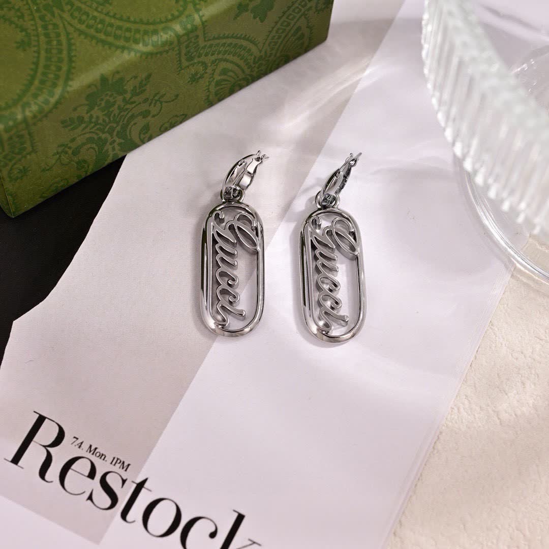 Gucci Silver 'GG' Logo Earrings