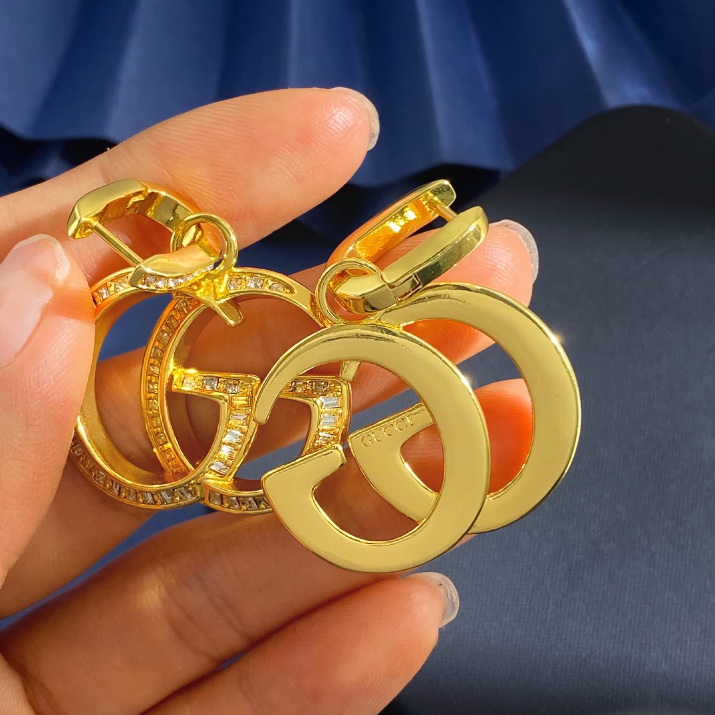 Gucci Gold Tone 'GG' Logo Earrings
