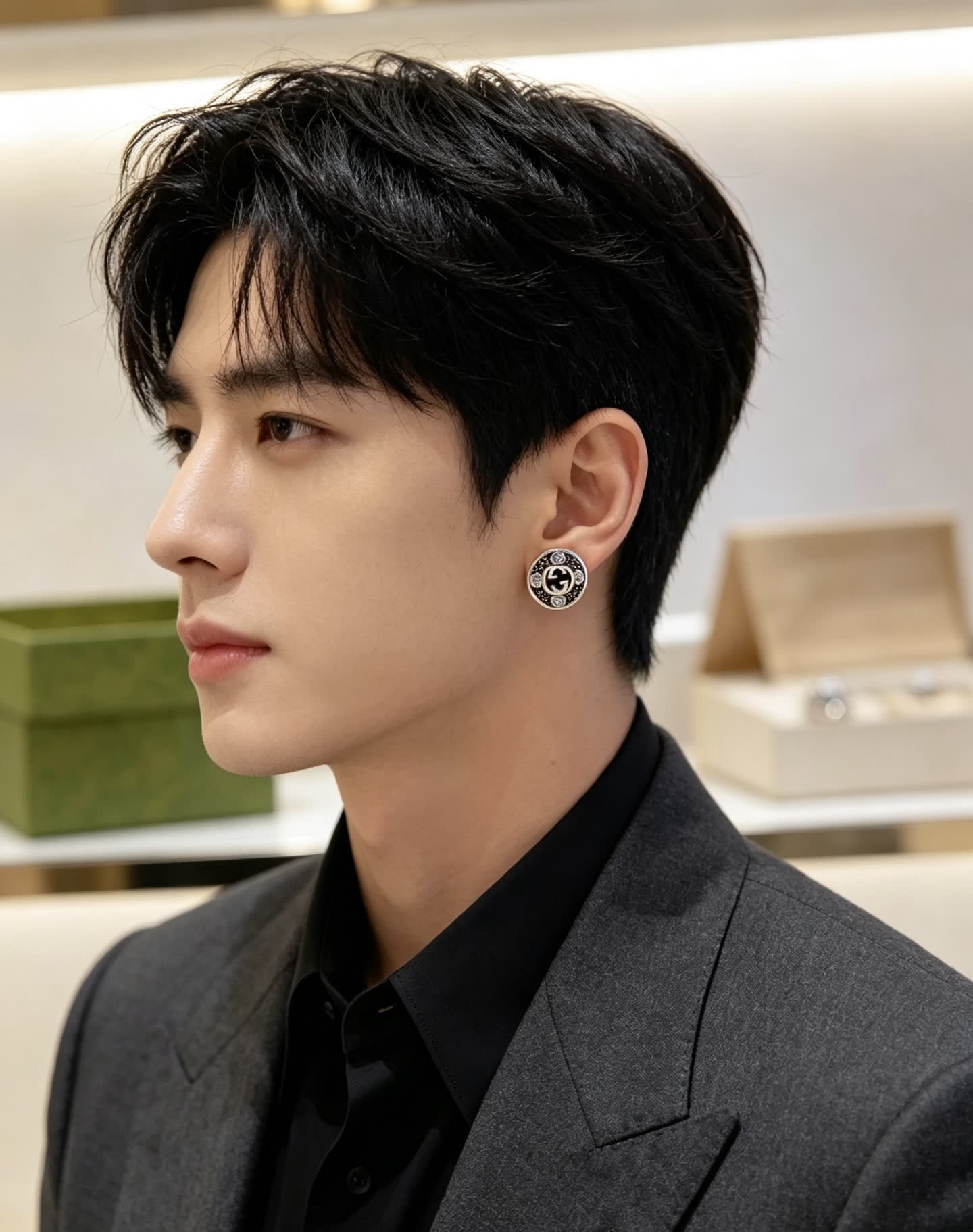 Gucci Silver Tone Crystal Stud Earrings