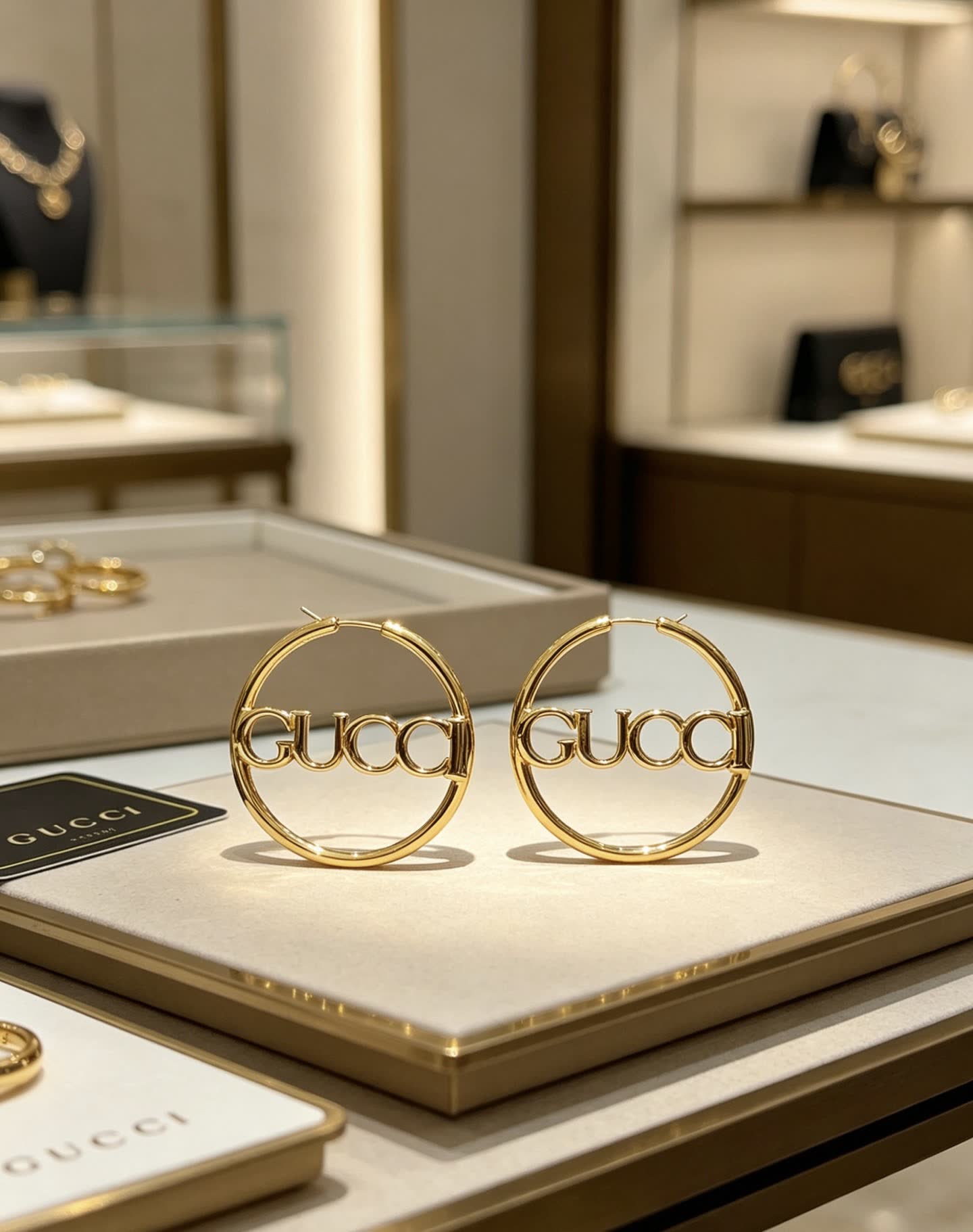 Gucci Logo Hoop Earrings