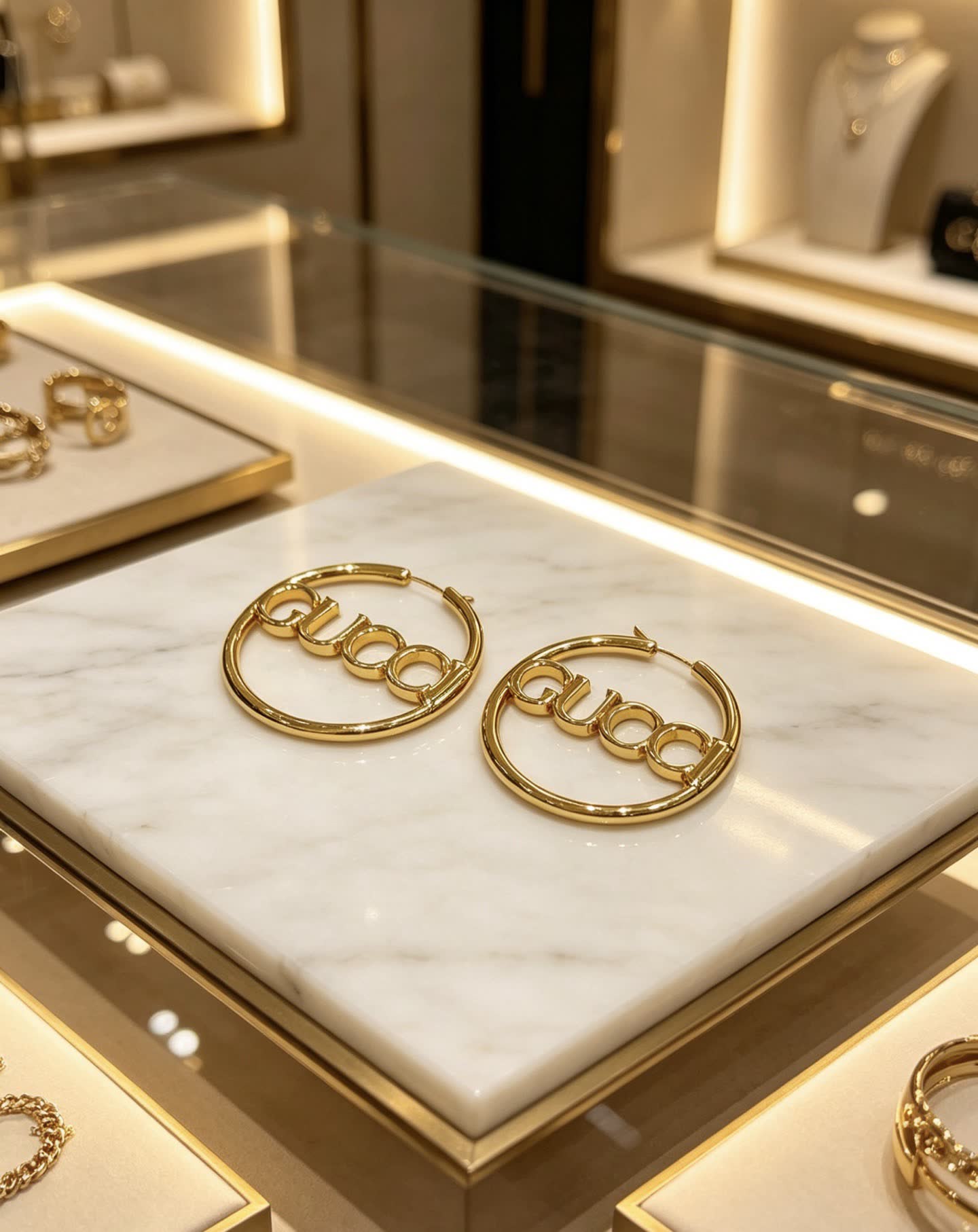 Gucci Logo Hoop Earrings
