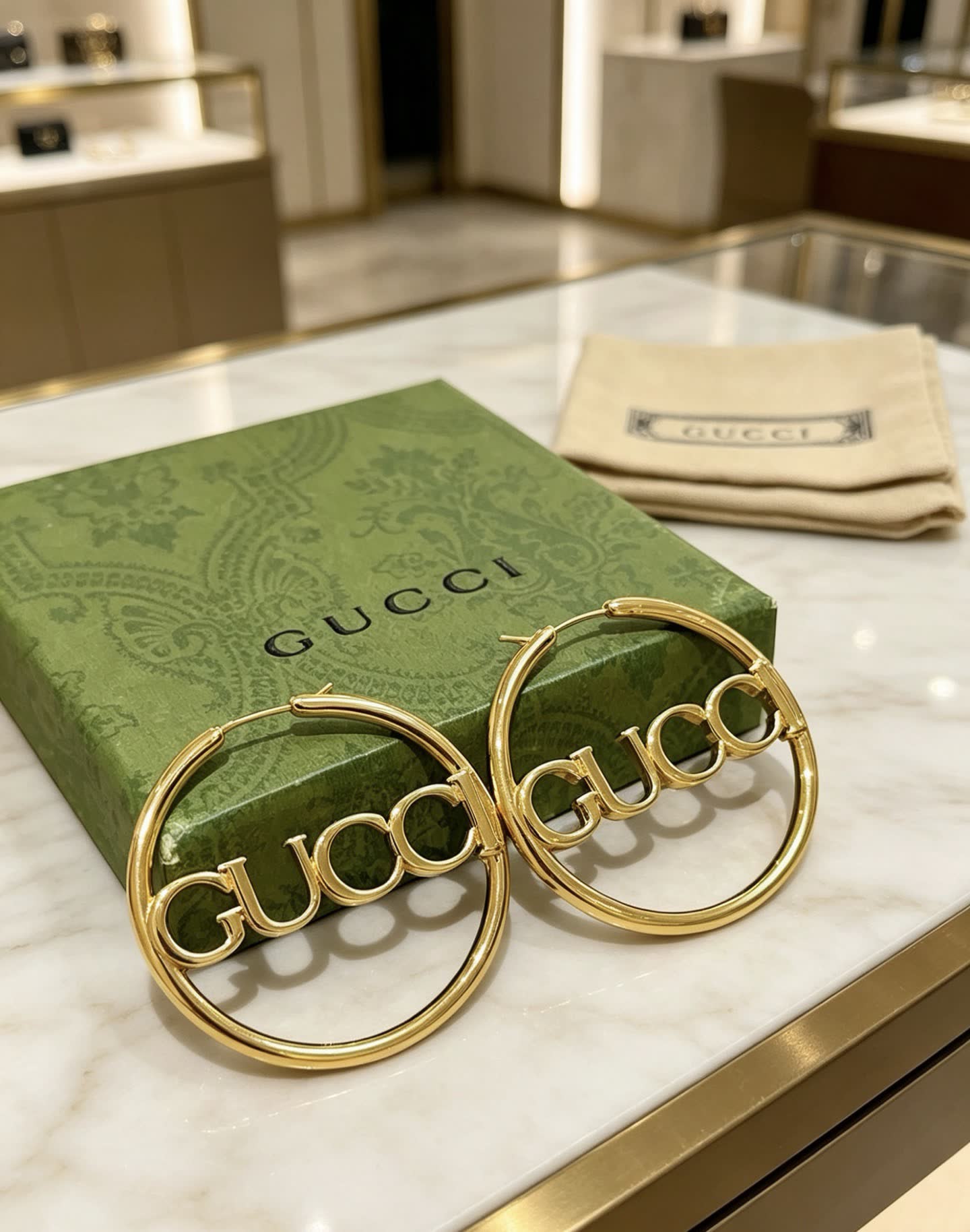 Gucci Logo Hoop Earrings