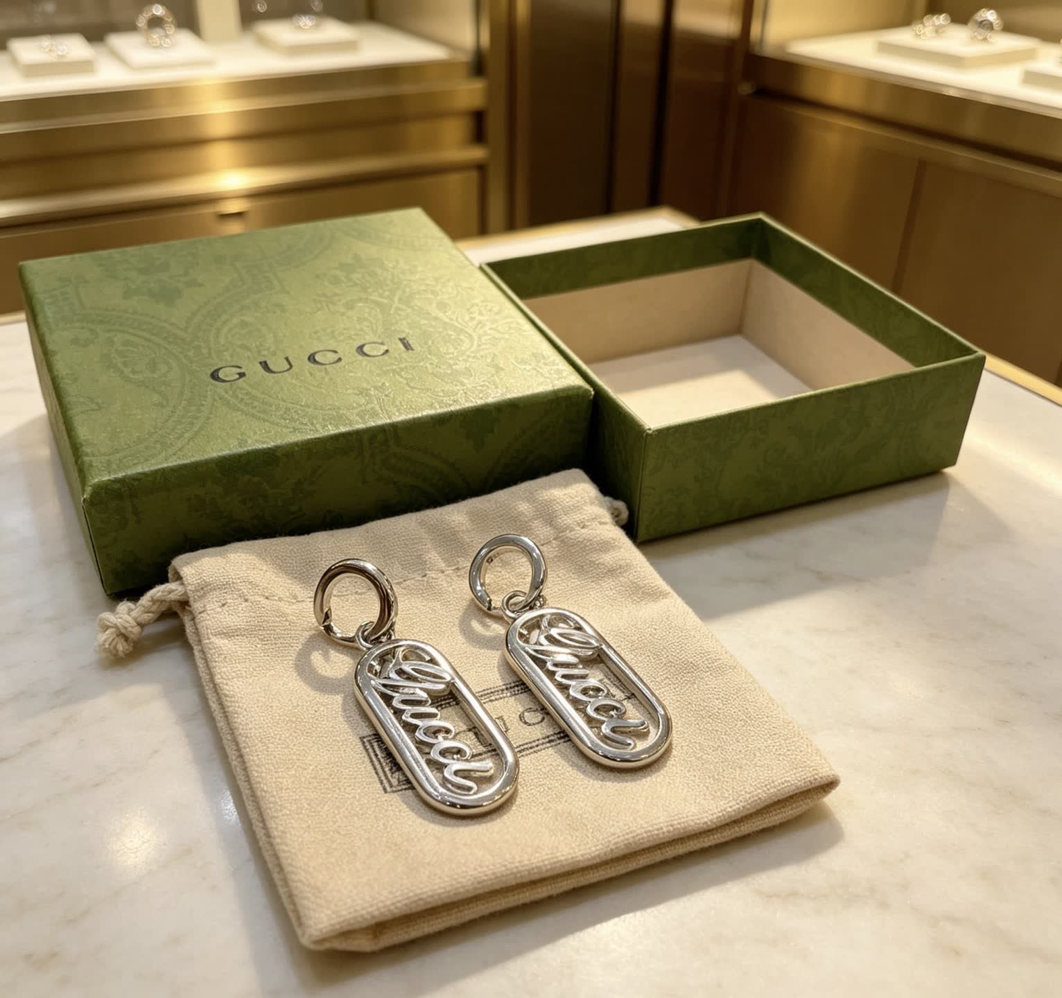 Gucci Silver Logo Earrings Gucci Silver Logo Earrings