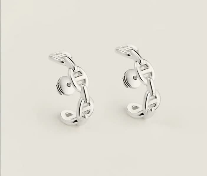 Hermes Silver Hoop Earrings