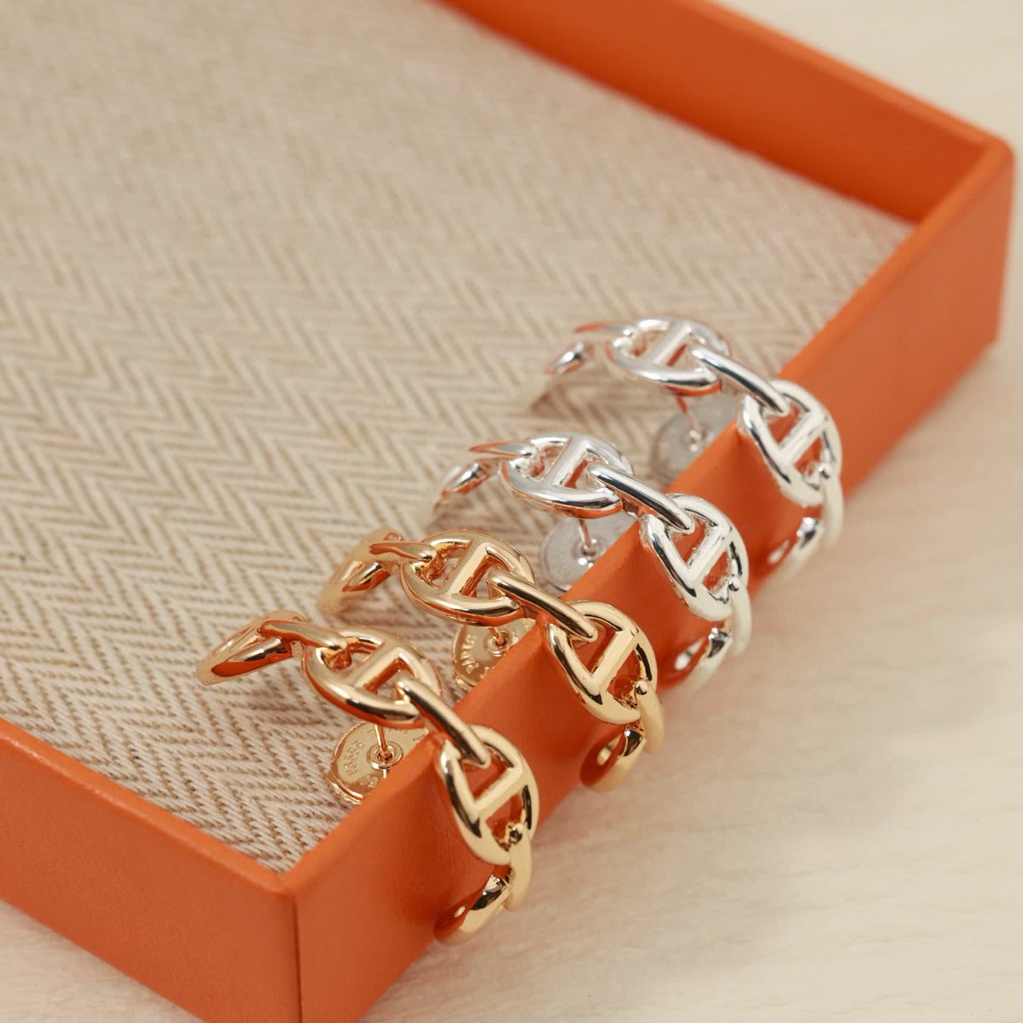 Hermes Silver Hoop Earrings