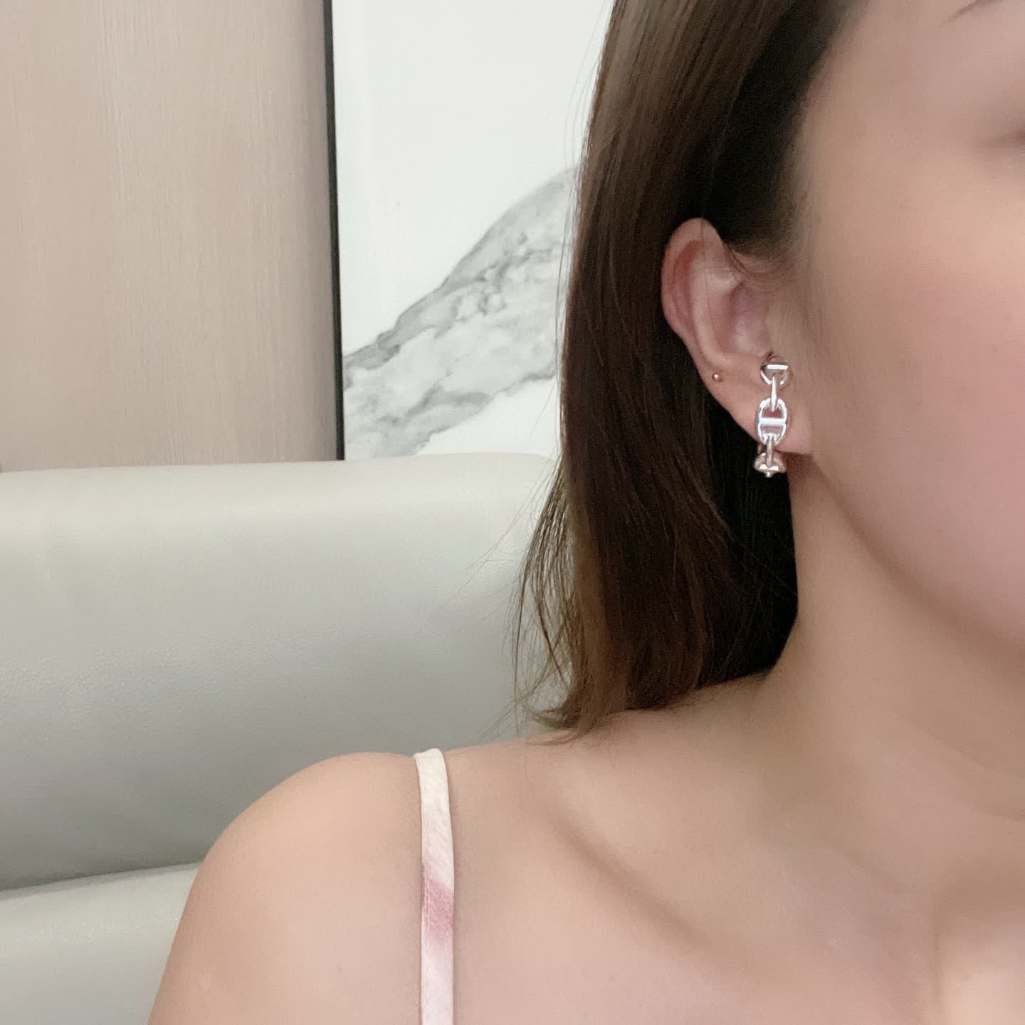 Hermes Silver Hoop Earrings