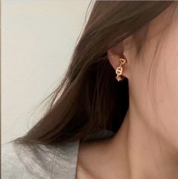 Hermes Silver Hoop Earrings