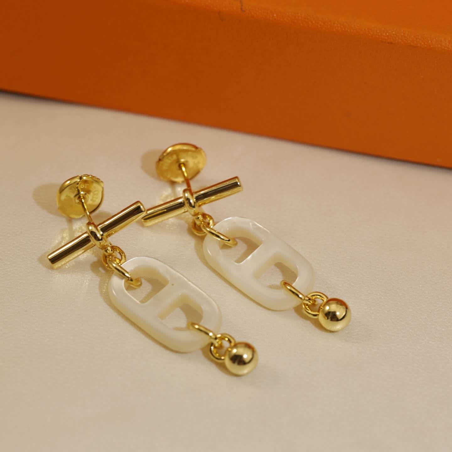 Hermes Hermès Gold and White Pearl Earrings