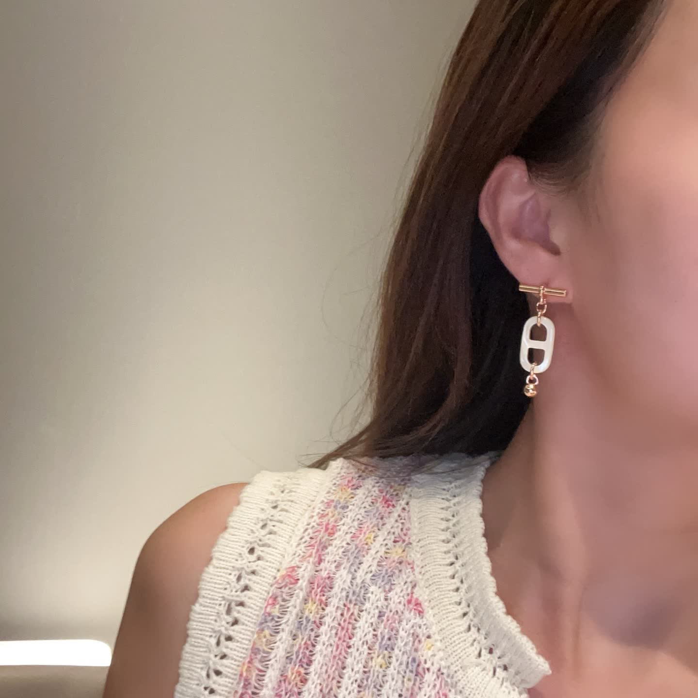 Hermes Hermès Gold and White Pearl Earrings