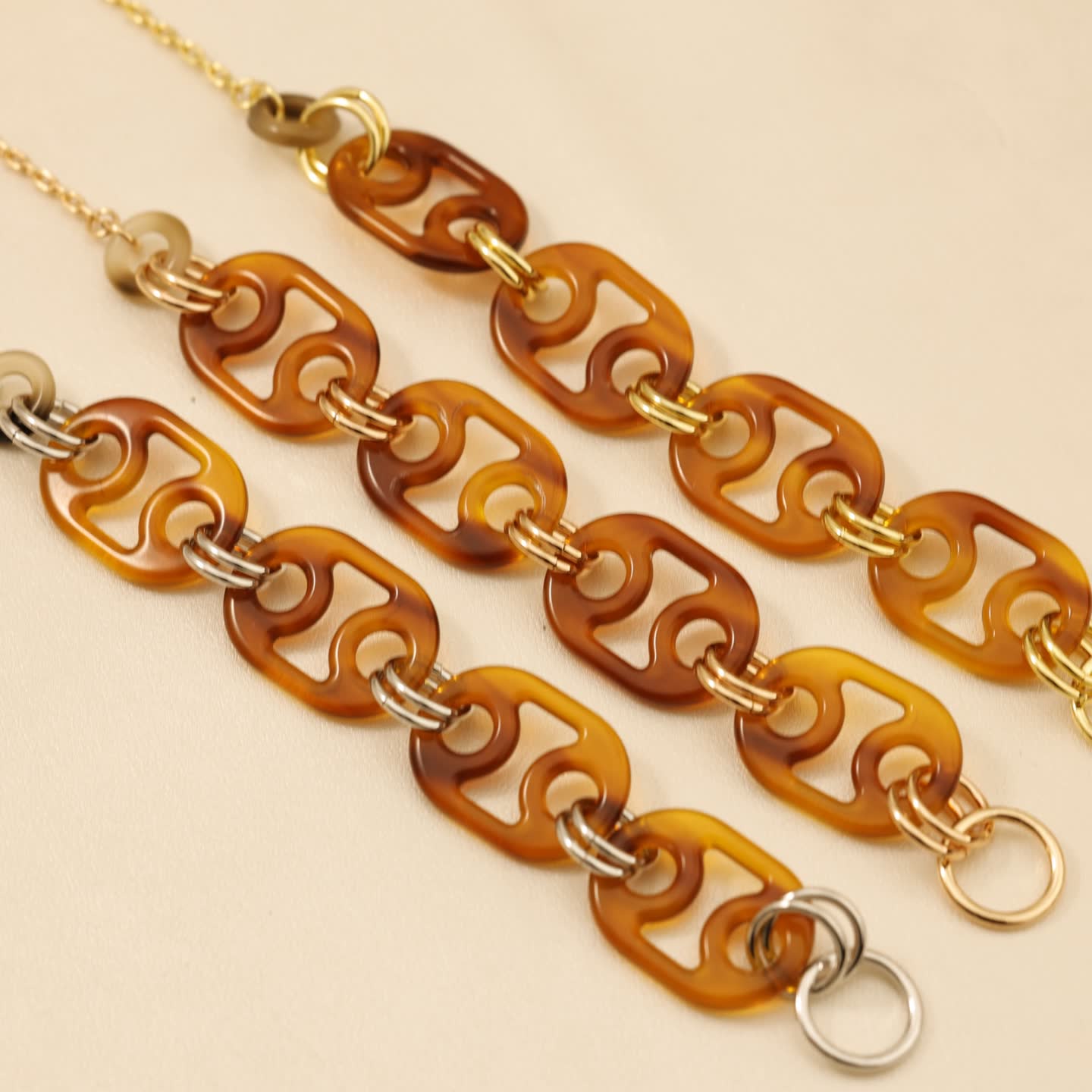 Hermes Hermès Brown Enamel & Gold Chain Earrings