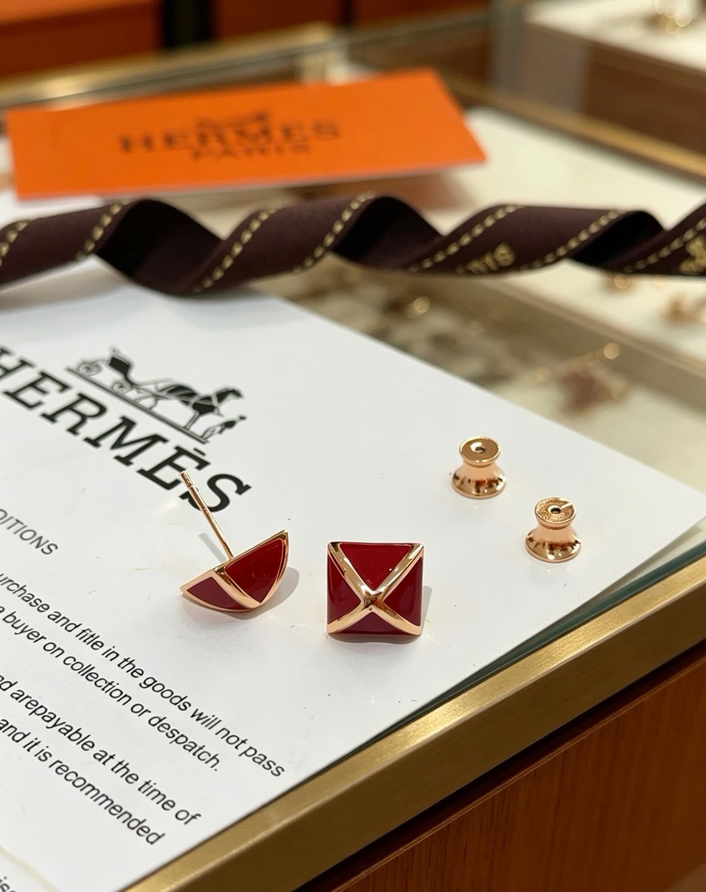 Hermes Hermès Red Enamel Earrings