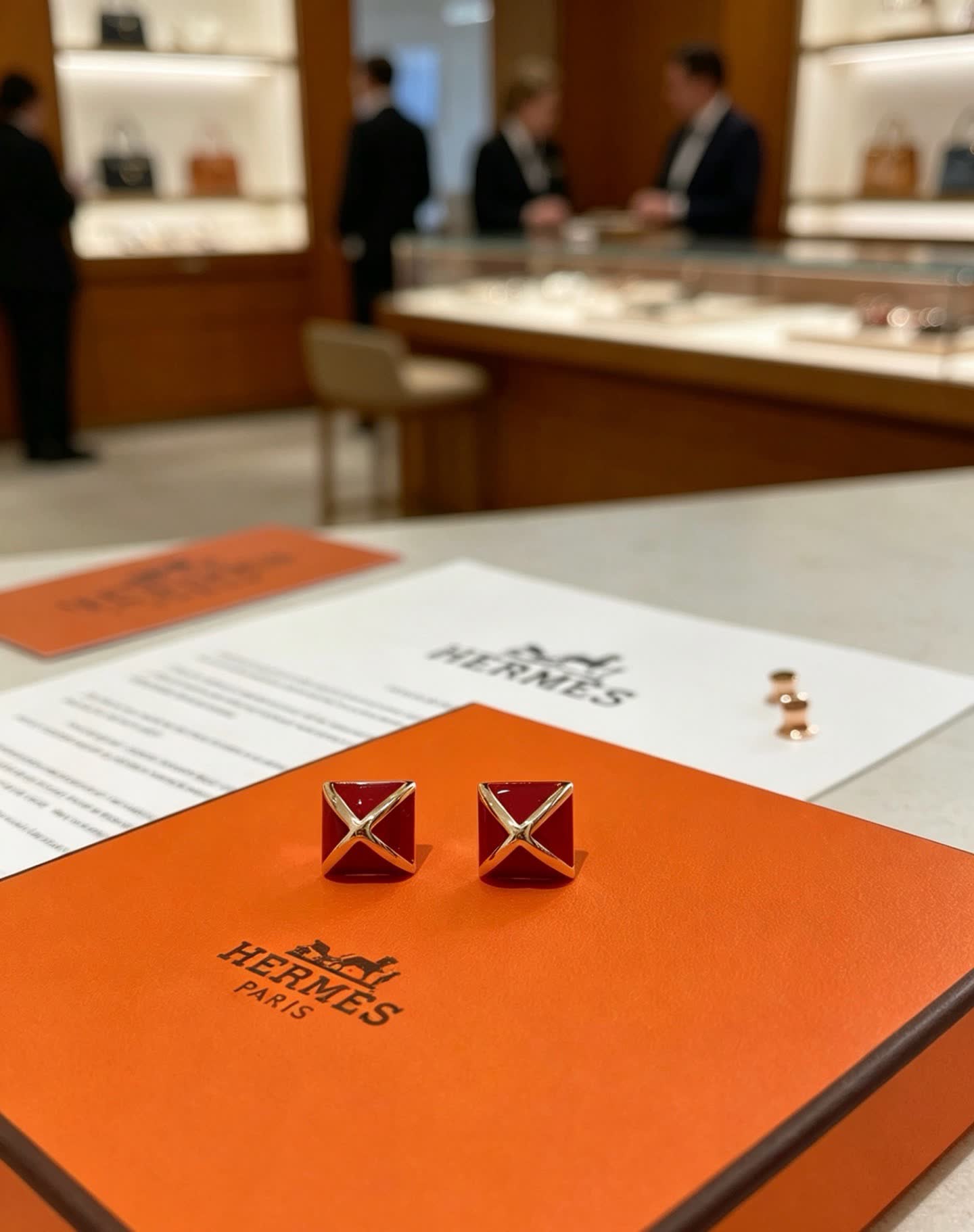 Hermes Hermès Red Enamel Earrings