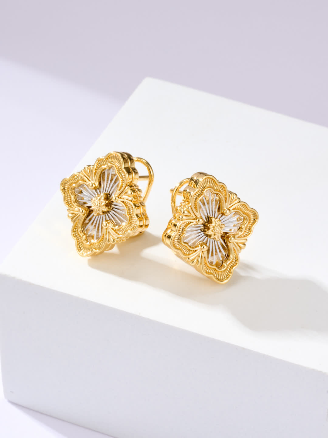 Hermes Gold Flower Earrings