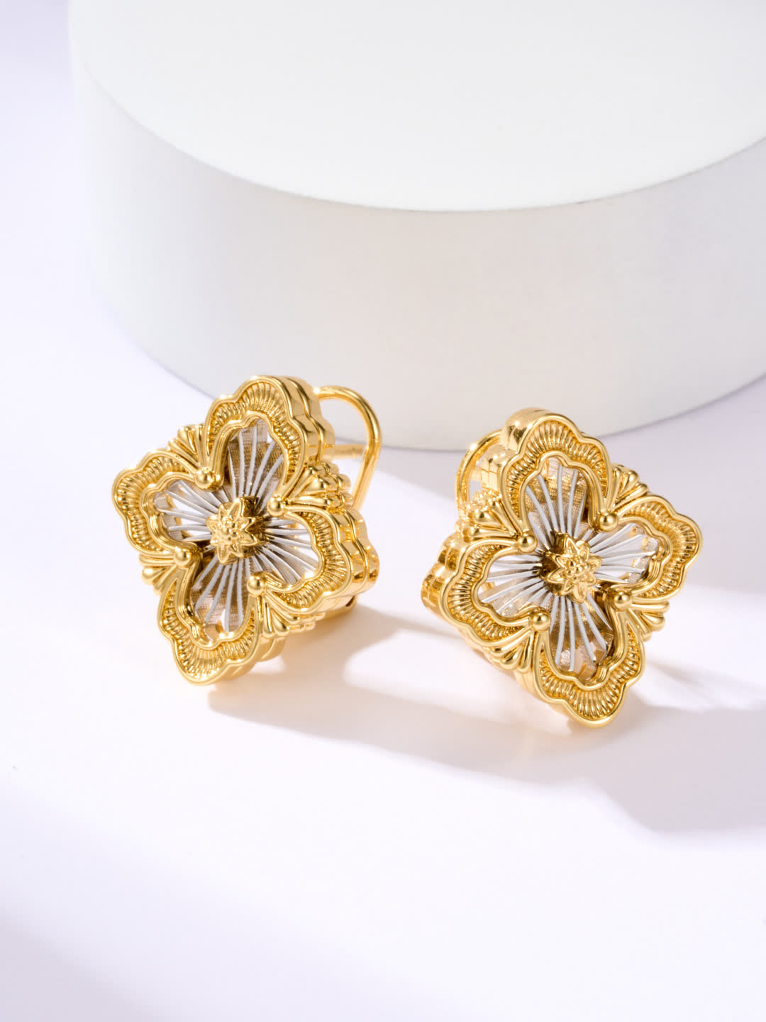 Hermes Gold Flower Earrings
