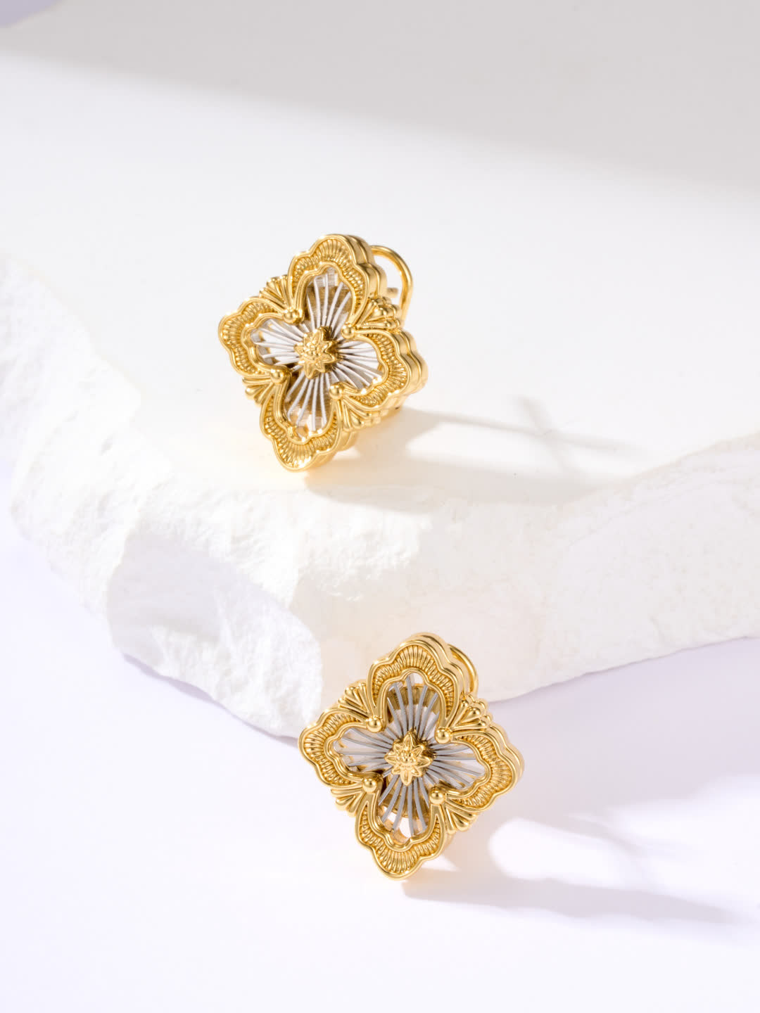Hermes Gold Flower Earrings