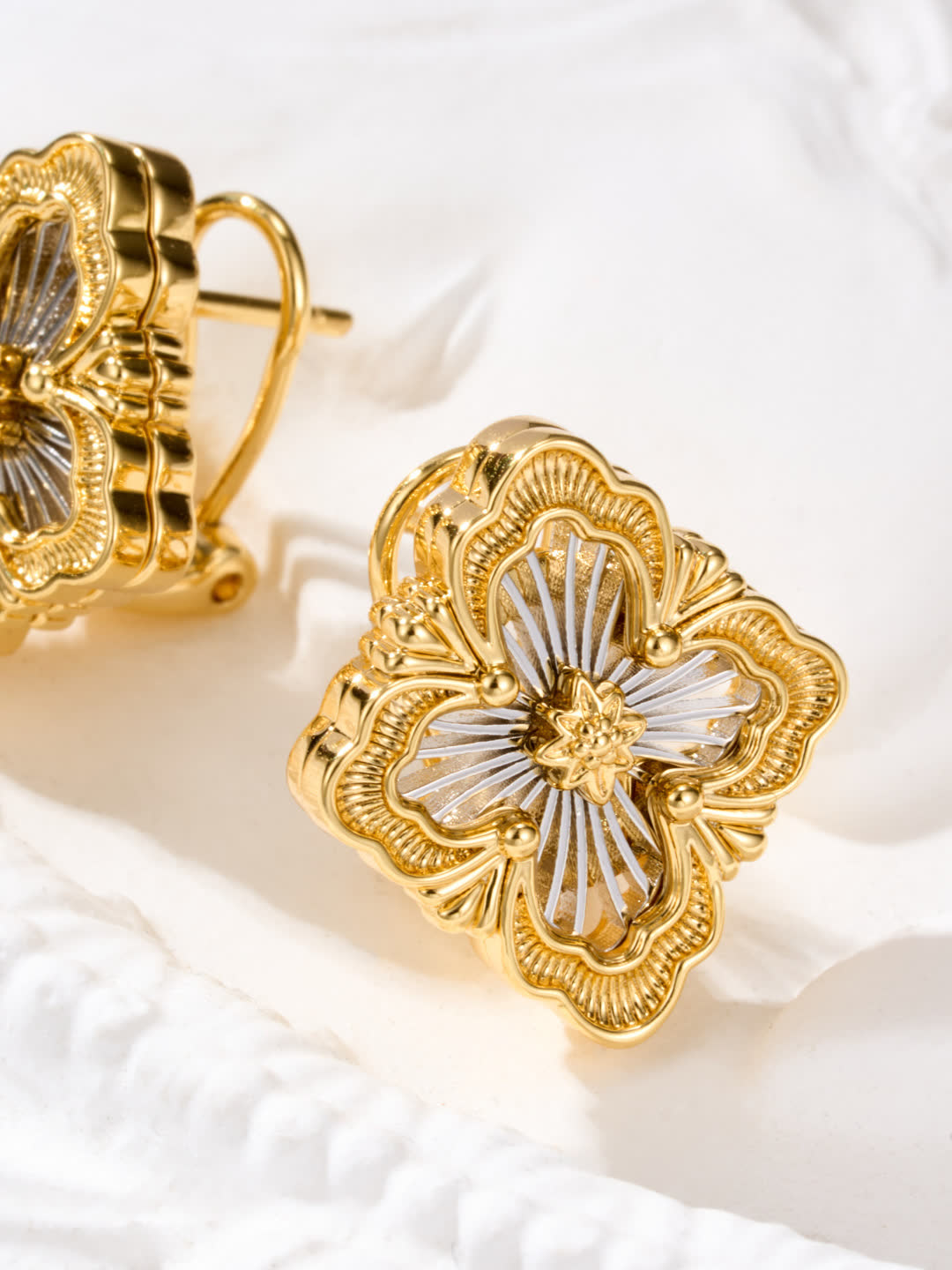 Hermes Gold Flower Earrings