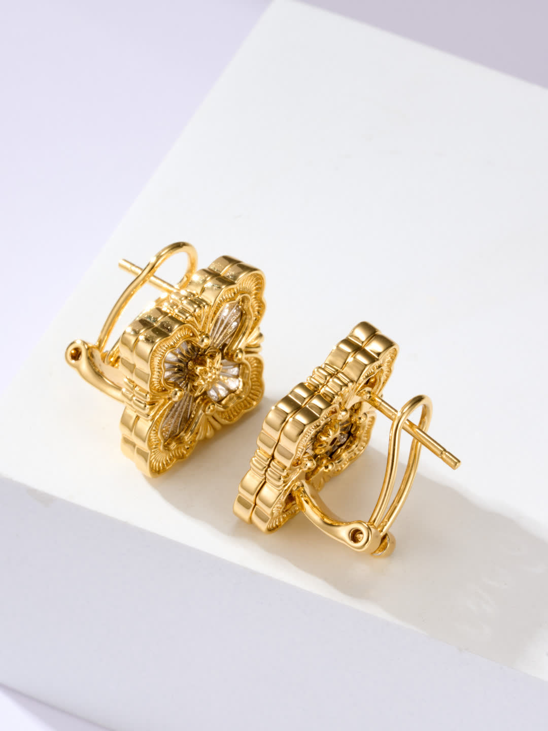 Hermes Gold Flower Earrings