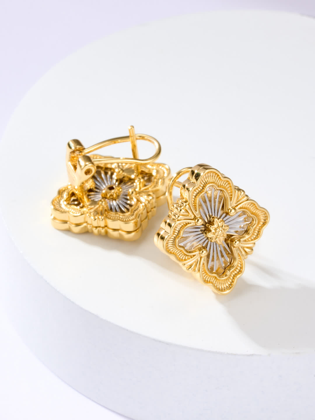 Hermes Gold Flower Earrings