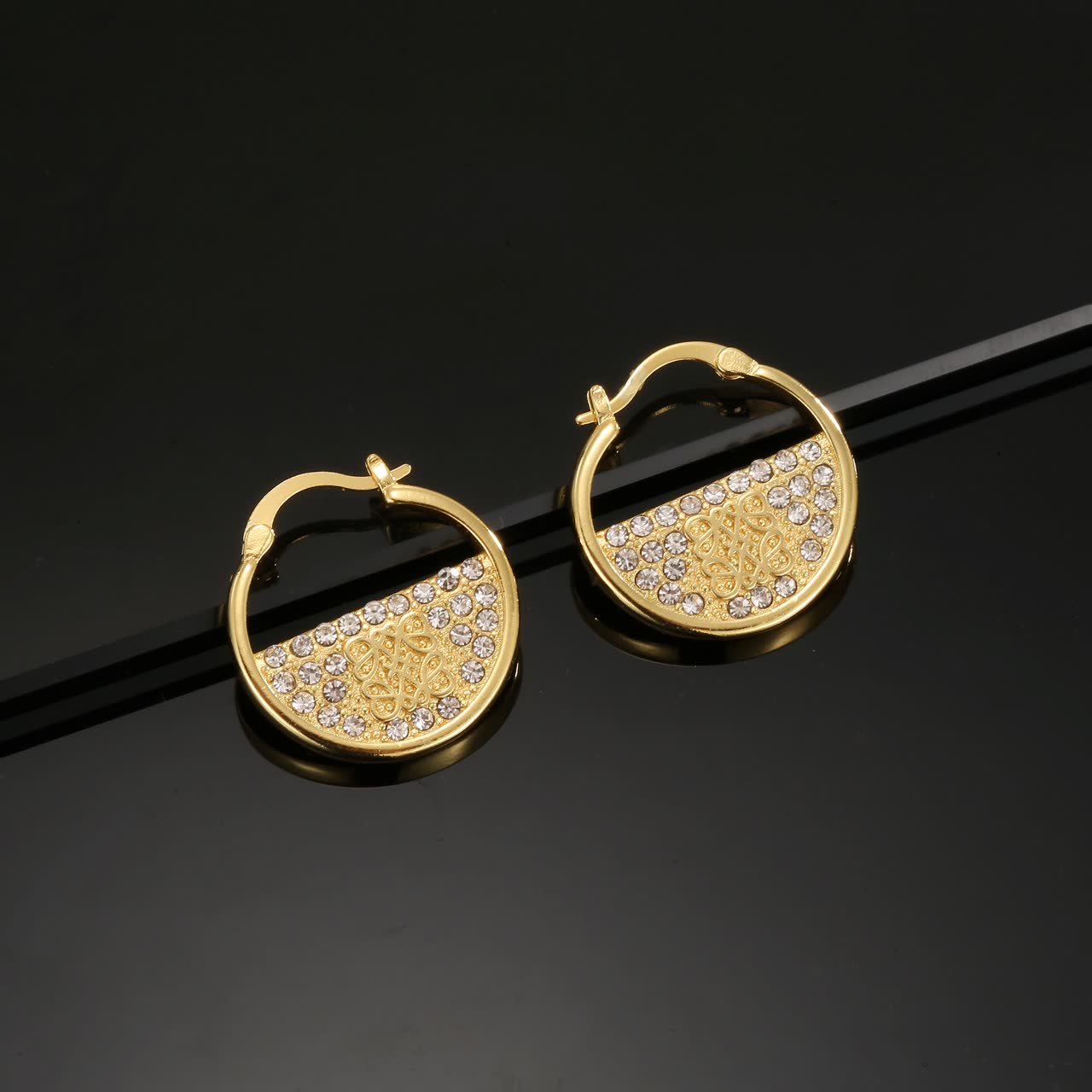 Loewe Gold Hoop Earrings with Crystal Accents