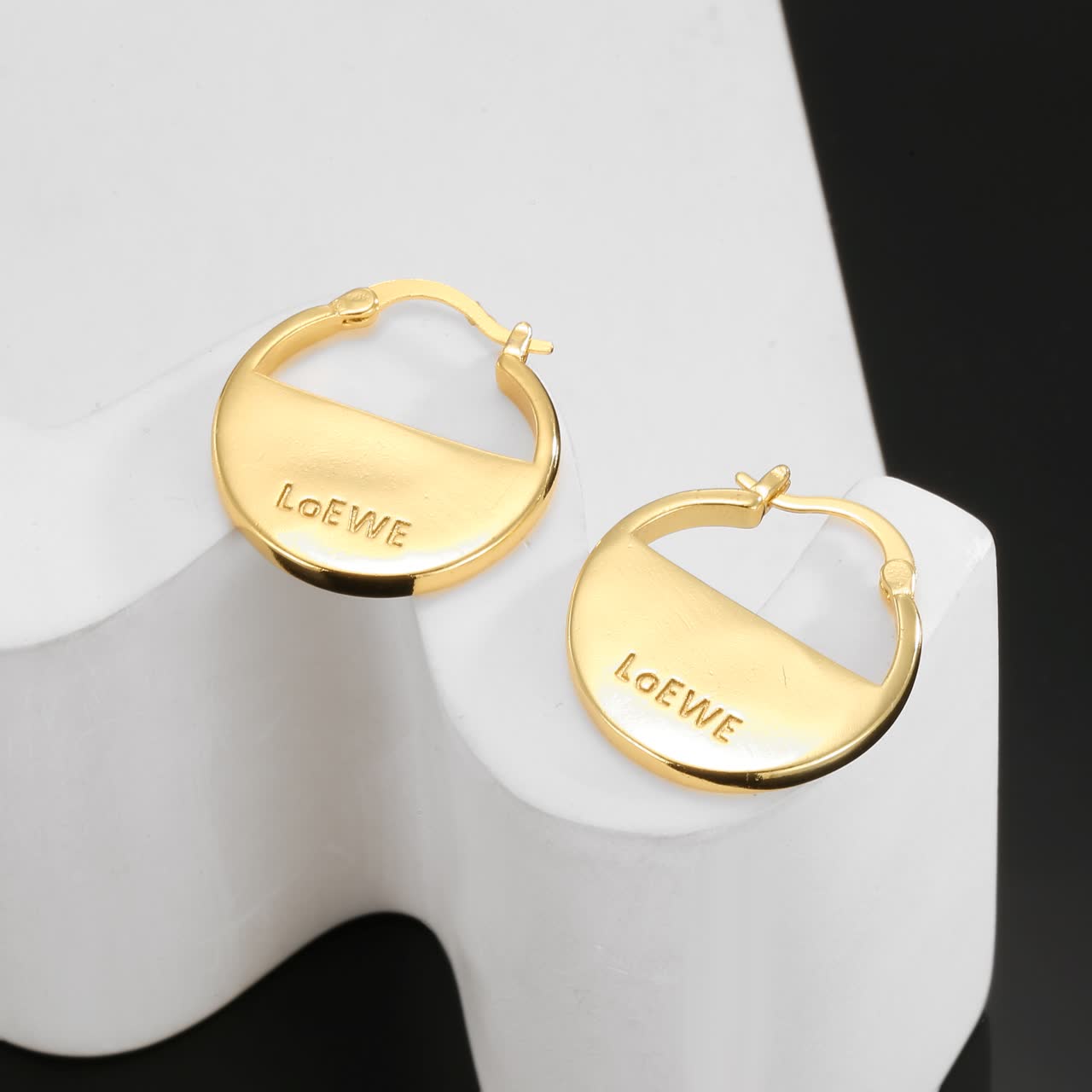 Loewe Gold Hoop Earrings with Crystal Accents