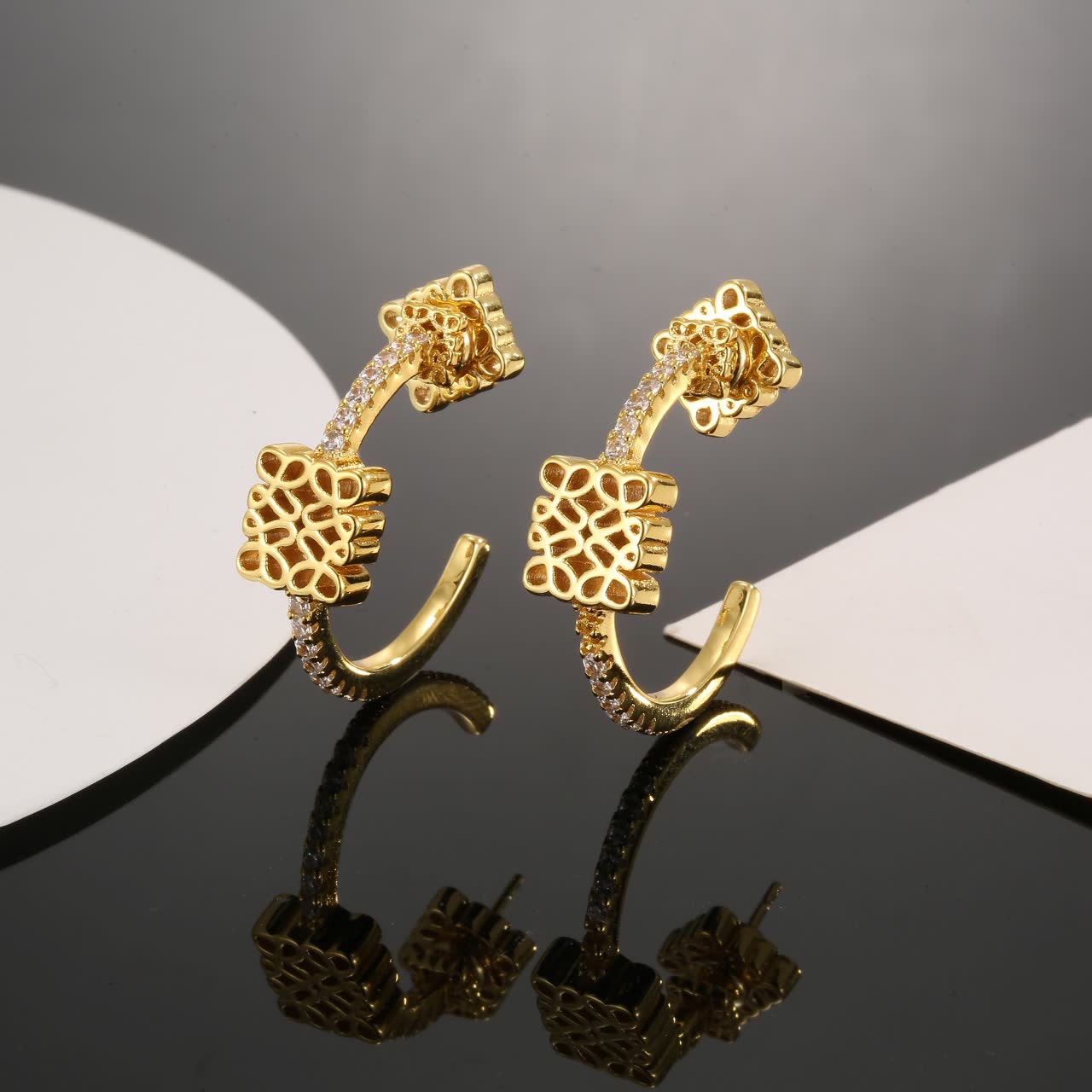 Loewe Gold Lion Head Hoop Earrings