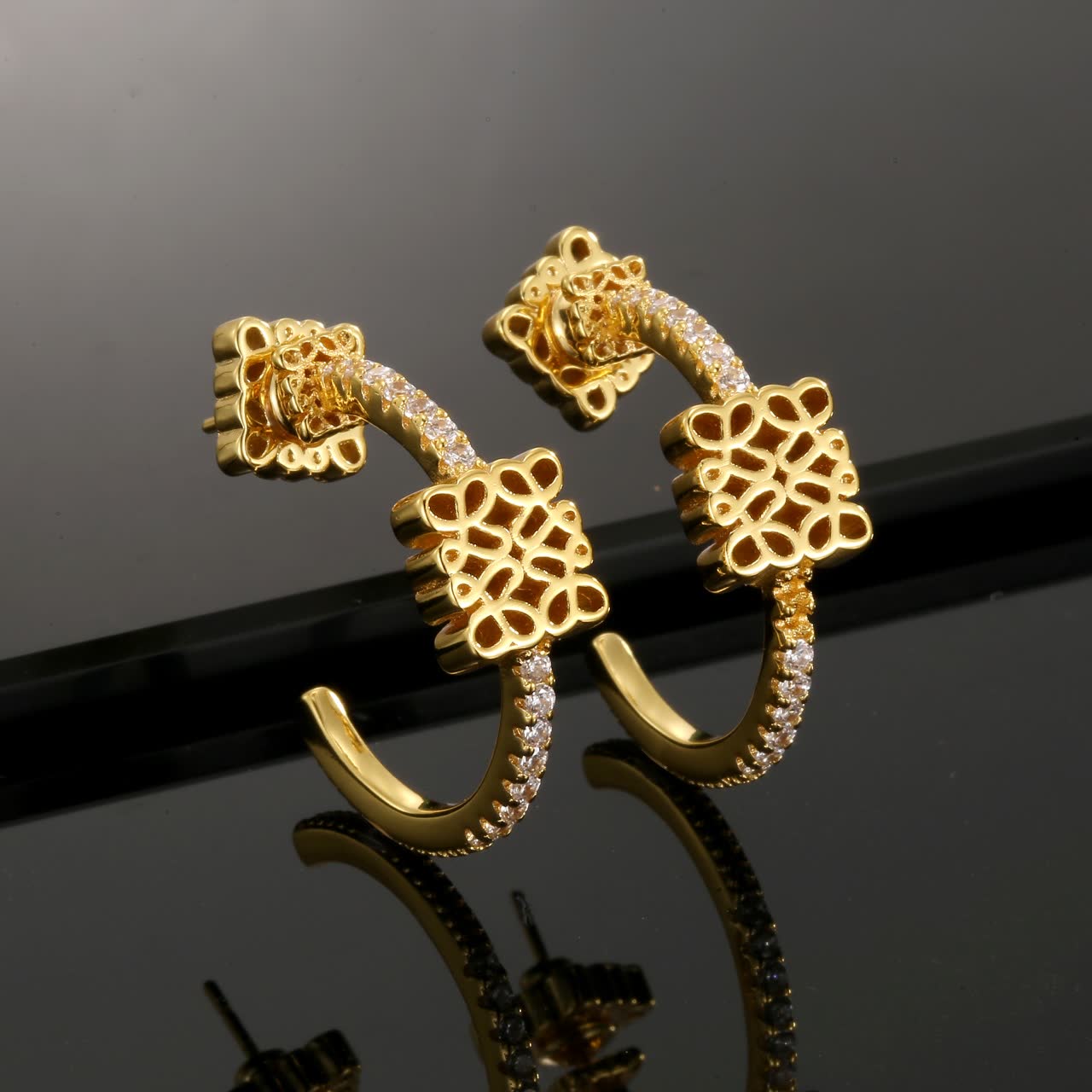 Loewe Gold Lion Head Hoop Earrings