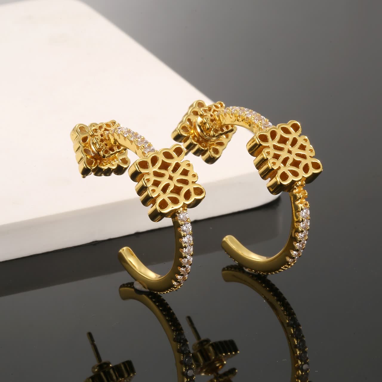 Loewe Gold Lion Head Hoop Earrings
