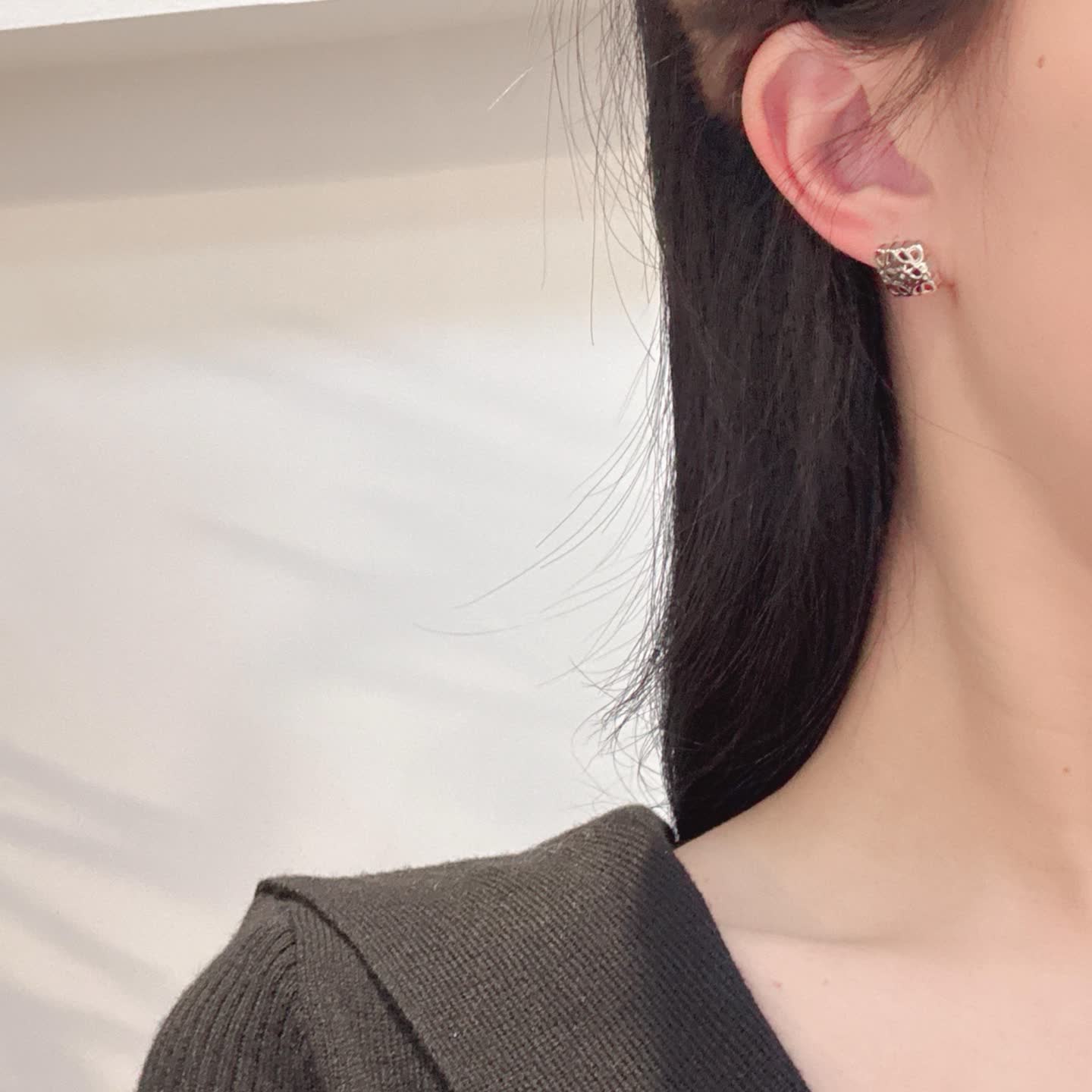 Loewe Silver Filigree Stud Earrings