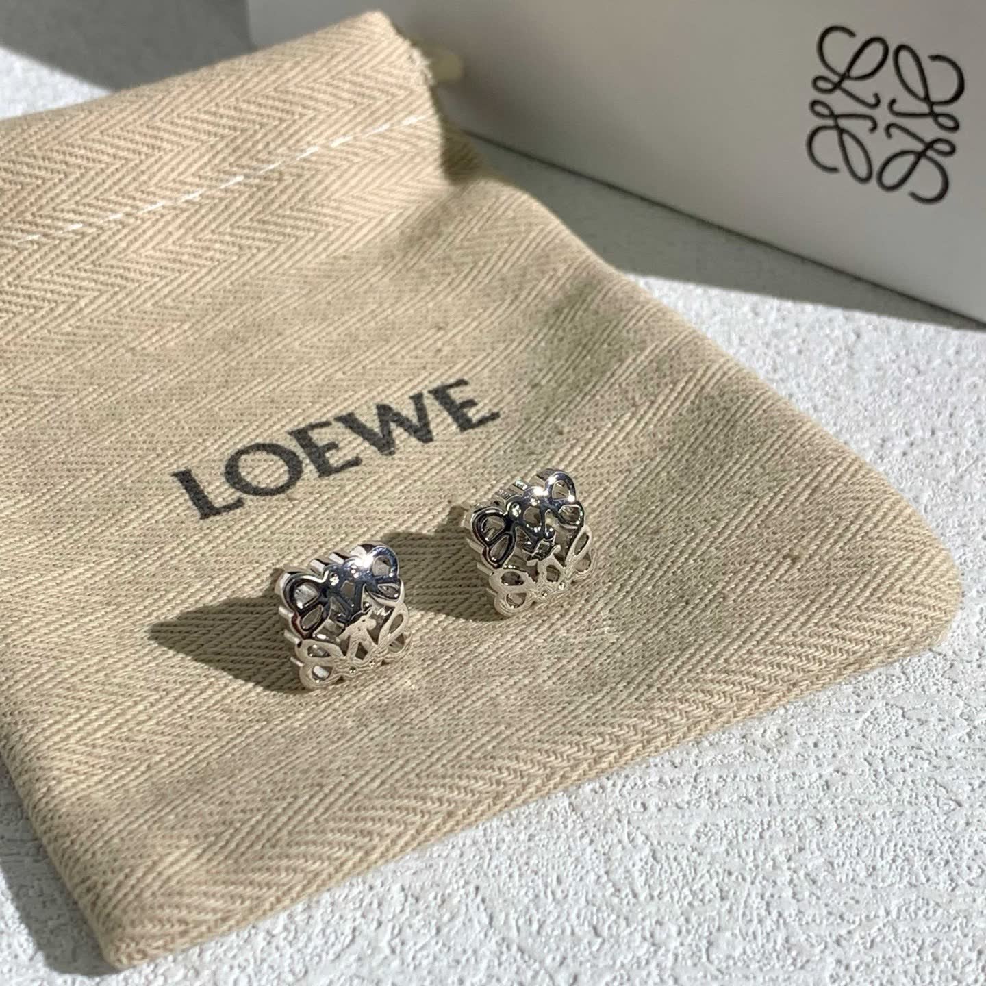 Loewe Silver Filigree Stud Earrings