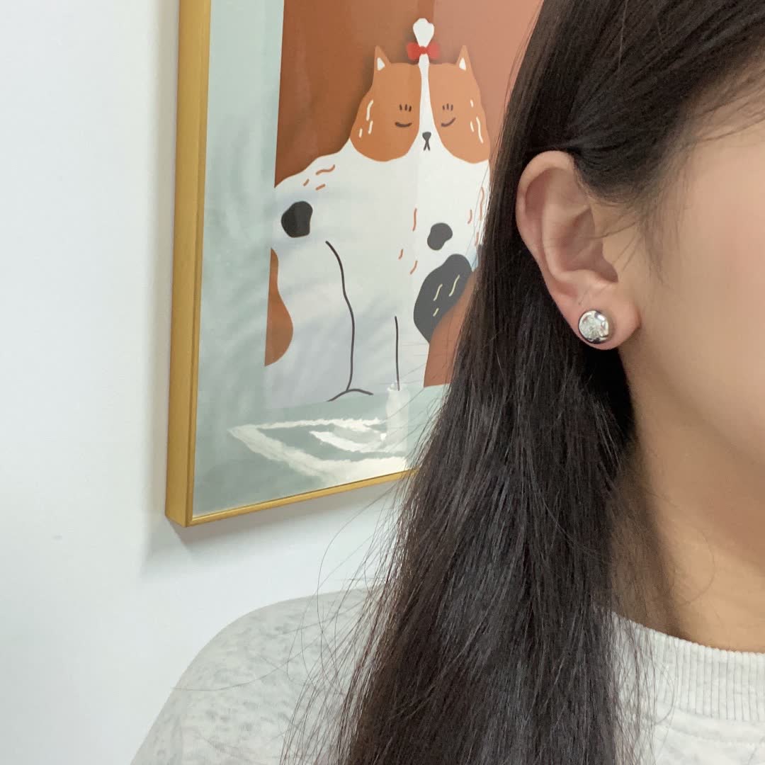 Loewe Silver Stud Earrings with Crystal Accents