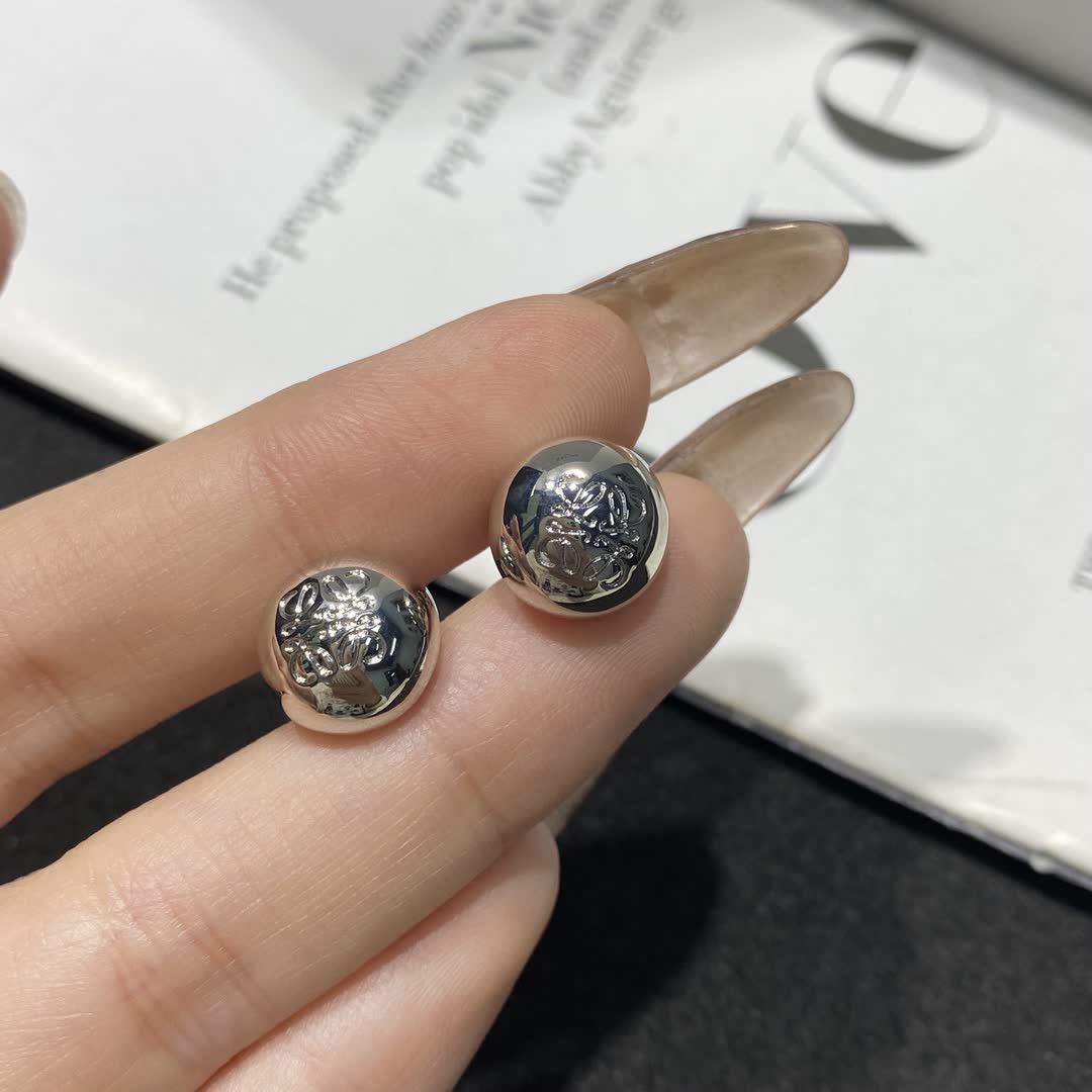 Loewe Silver Stud Earrings with Crystal Accents