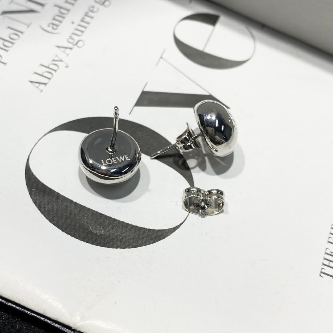 Loewe Silver Stud Earrings with Crystal Accents