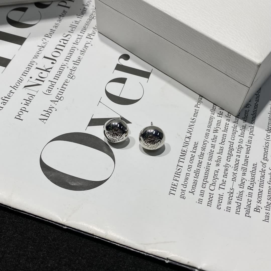 Loewe Silver Stud Earrings with Crystal Accents