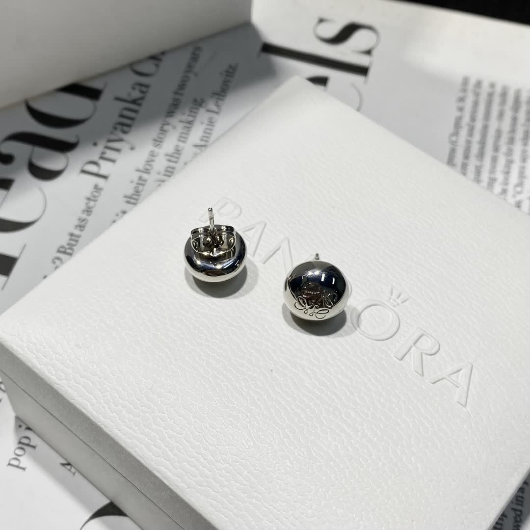 Loewe Silver Stud Earrings with Crystal Accents