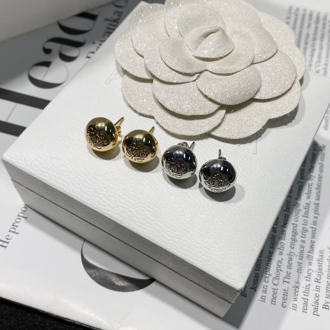 Loewe Silver Stud Earrings with Crystal Accents