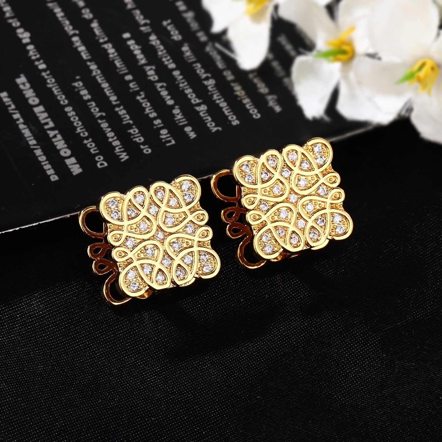 Loewe Gold Plated Diamond Stud Earrings