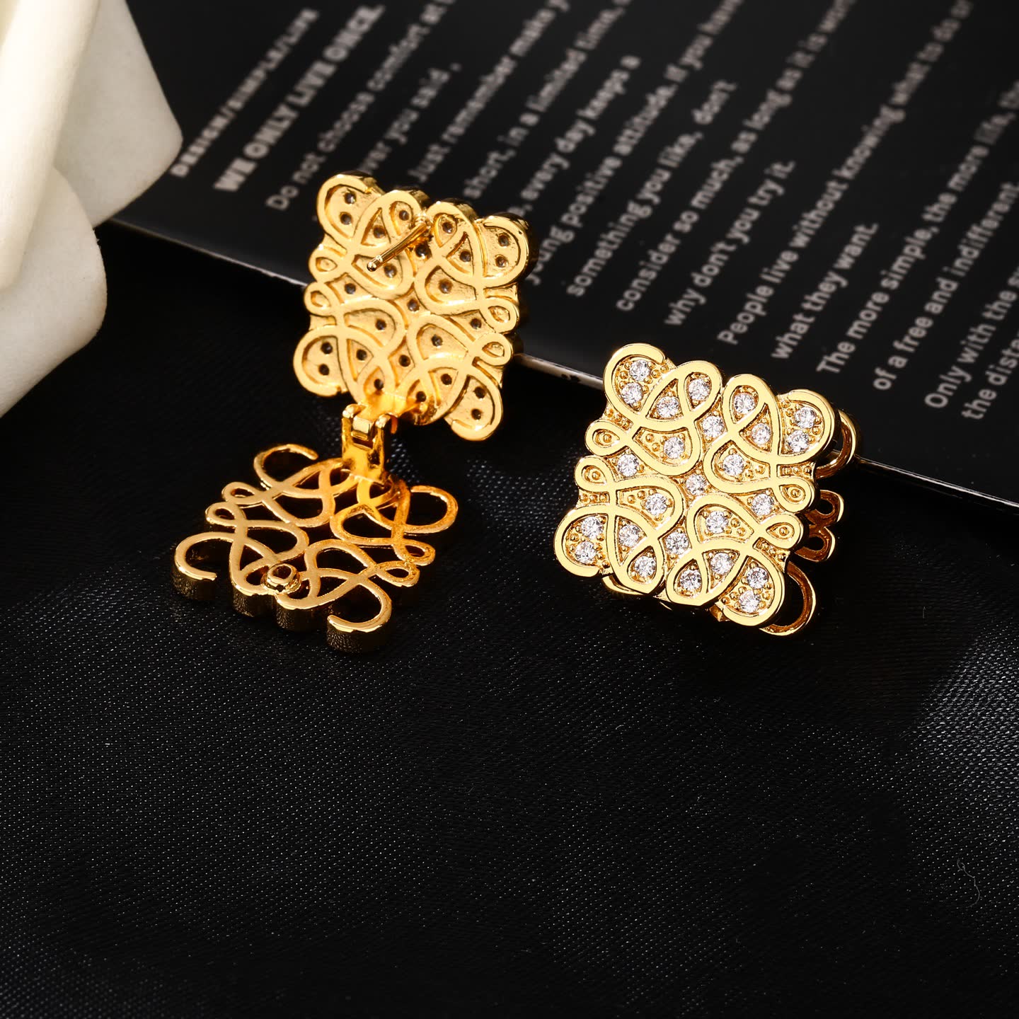 Loewe Gold Plated Diamond Stud Earrings