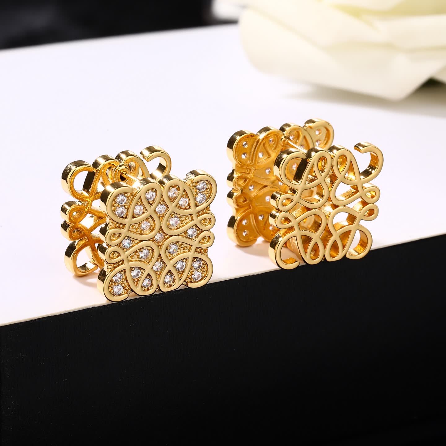 Loewe Gold Plated Diamond Stud Earrings