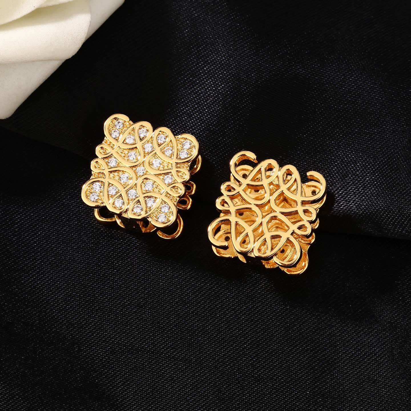 Loewe Gold Plated Diamond Stud Earrings