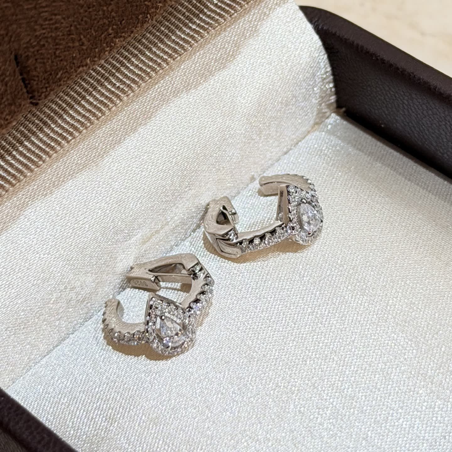 Messika Silver Hoop Earrings with Pear-Shaped Stones