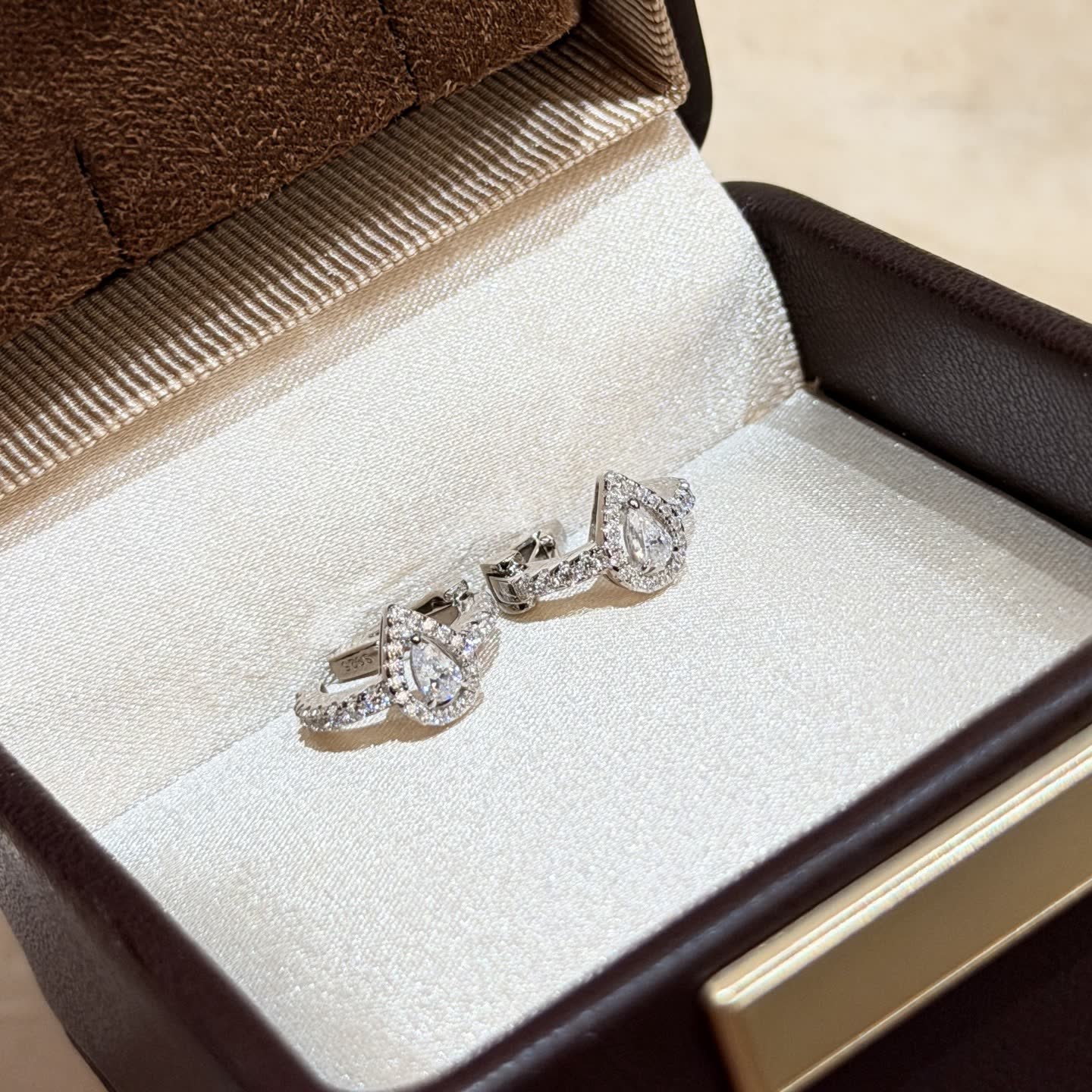 Messika Silver Hoop Earrings with Pear-Shaped Stones